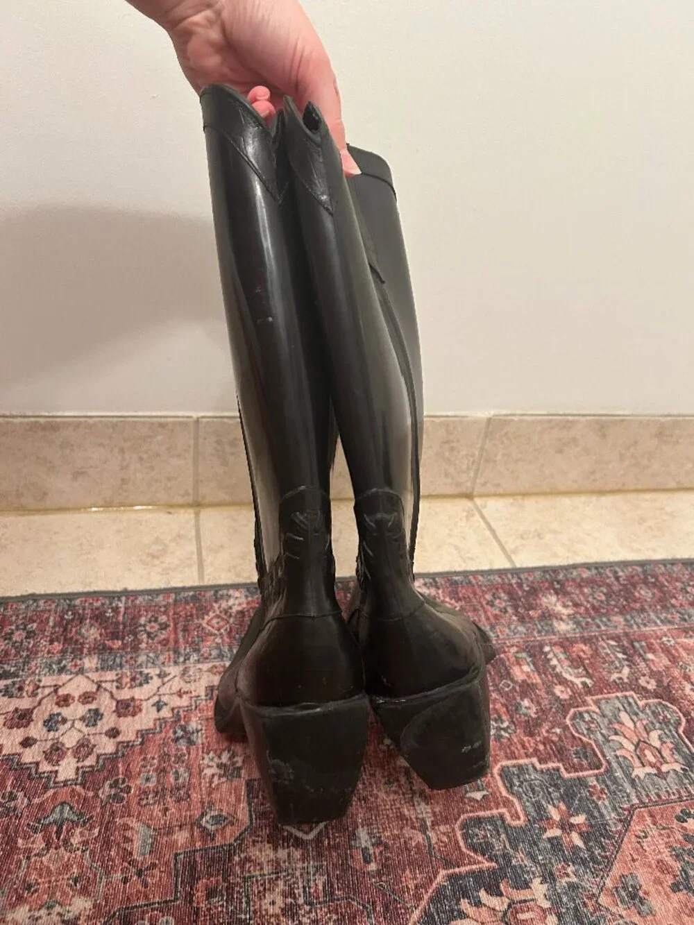 Vintage Donald J. Pliner Embossed Cowboy Rain Boots